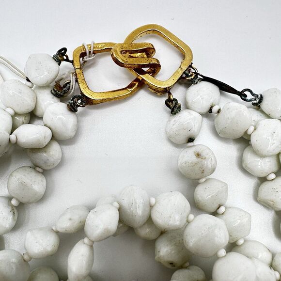 Luisa Conti Milk Glass Necklace Vintage 1970’s Italian Designer 4 Strand FLAWED - Picture 12 of 16